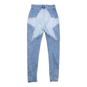 Revice Star Jeans Womens 26 Blue High Rise Skinny Patchwork Two Tone Made USA